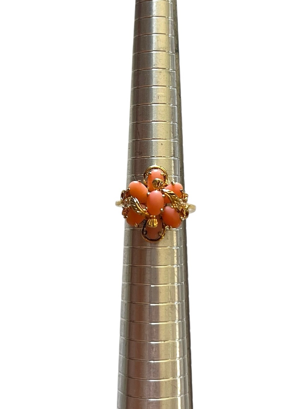 Vintage 18KGP Pink Coral Cocktail Ring